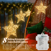 Salcar LED Stern Dekoleuchte Ø30 cm, Gold mit 80 LEDs, Batteriebetrieben, Timer & 8 Modi – Warmweiße Fenster- & Weihnachtsdeko